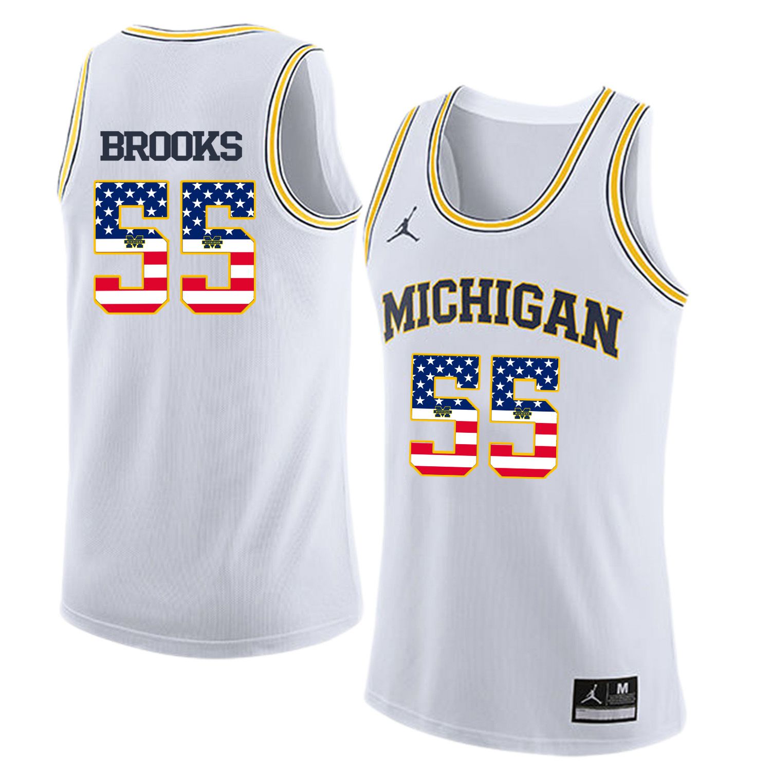 Men Jordan University of Michigan Basketball White #55 Brooks Flag Customized NCAA Jerseys